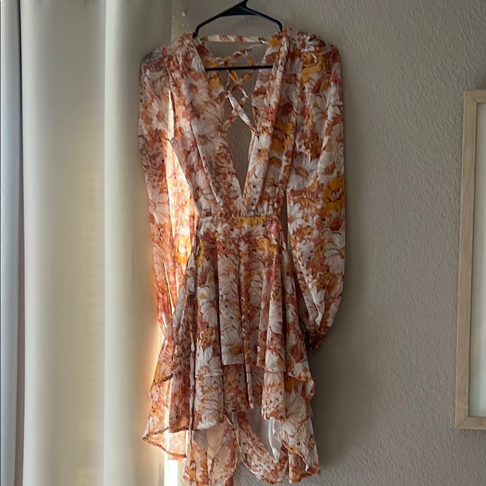 Luxxel Floral Jumpsuit in Orange and Cream